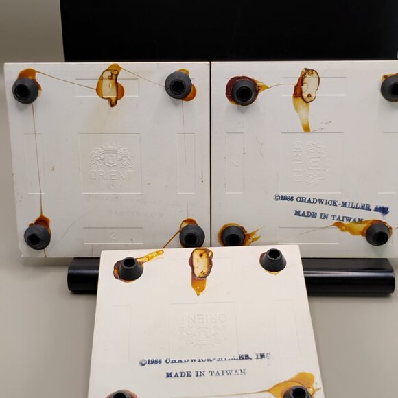 cat design Orient ceramic tiles coasters set of 3 Chadwick Miller Inc Taiwan 80s - Picture 8 of 13